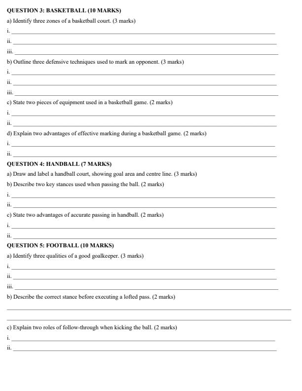Page 2 – Grade 10 Physical Education April 2026 Holiday Assignment – Kenyaplex