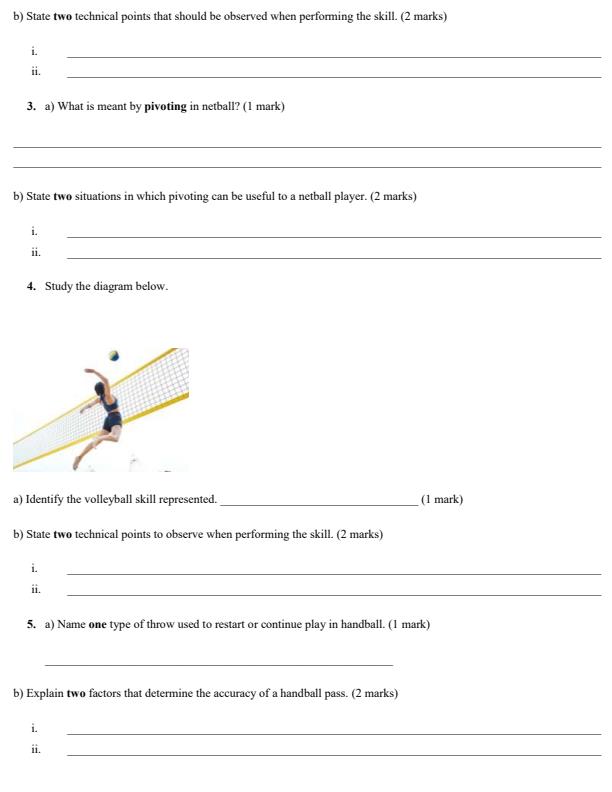 Page 2 – Grade 10 Physical Education December 2026 Holiday Assignment  – Kenyaplex