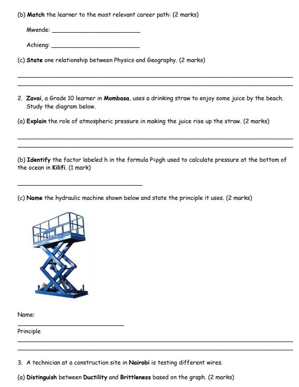 Page 2 – Grade 10 Physics August 2026 Holiday Assignment – Kenyaplex