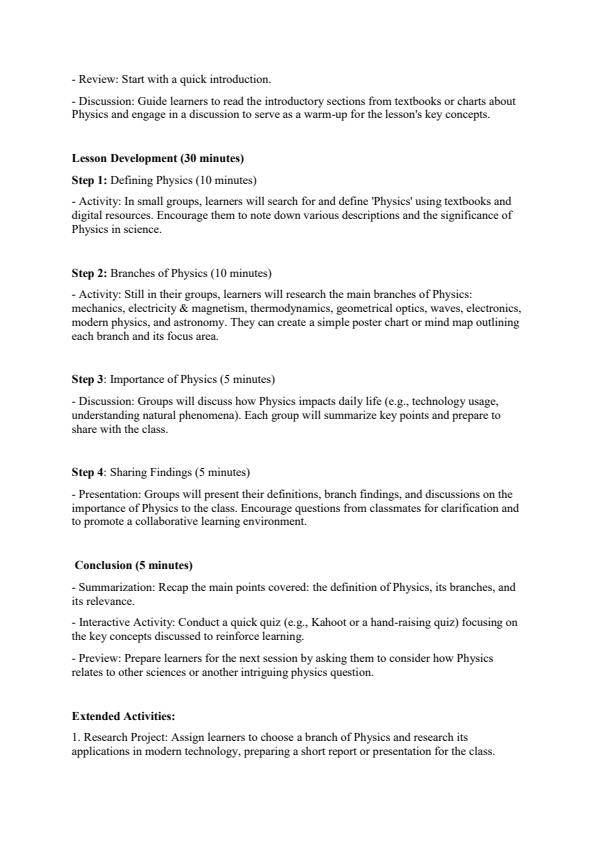 Page 2 – Grade 10 Physics Lesson Plans Term 1 – Kenyaplex