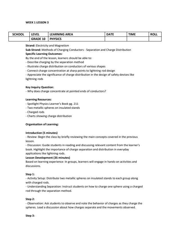 Page 4 – Grade 10 Physics  Lesson Plans Term 3 - Spotlight – Kenyaplex
