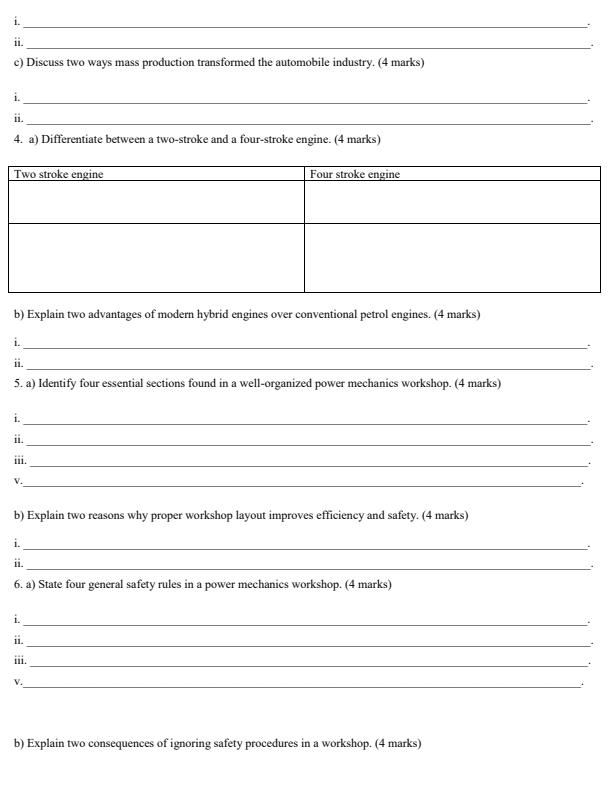 Page 2 – Grade 10 Power Mechanics April 2026 Holiday Assignment – Kenyaplex