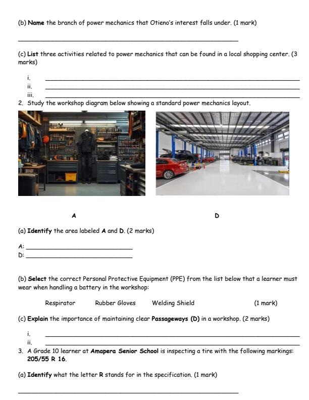 Page 2 – Grade 10 Power Mechanics August 2026 Holiday Assignment – Kenyaplex