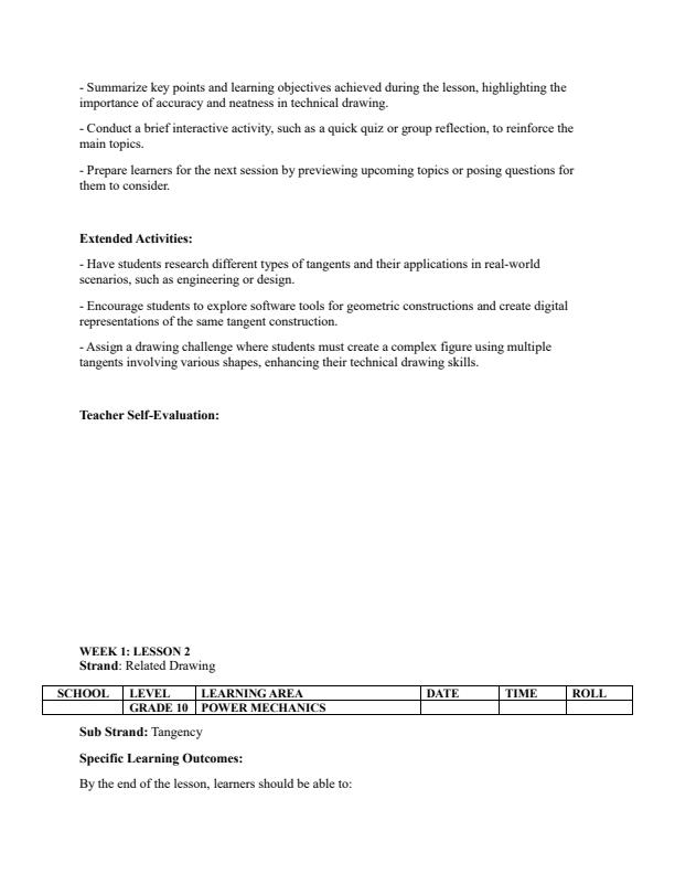 Page 3 – Grade 10 Power Mechanics Lesson Plans Term 2 – Kenyaplex