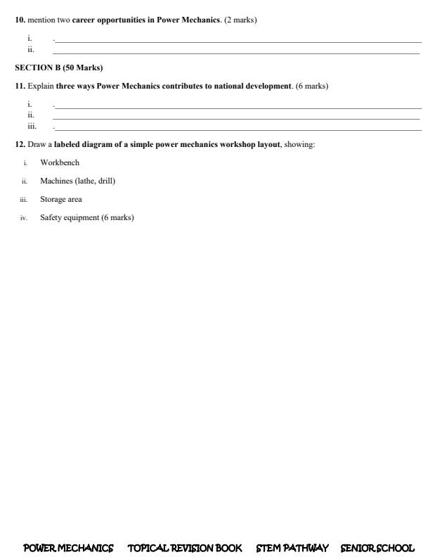 Page 3 – Grade 10 Power Mechanics Topical Questions – Kenyaplex