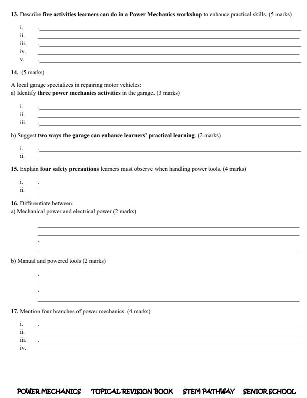 Page 4 – Grade 10 Power Mechanics Topical Questions – Kenyaplex