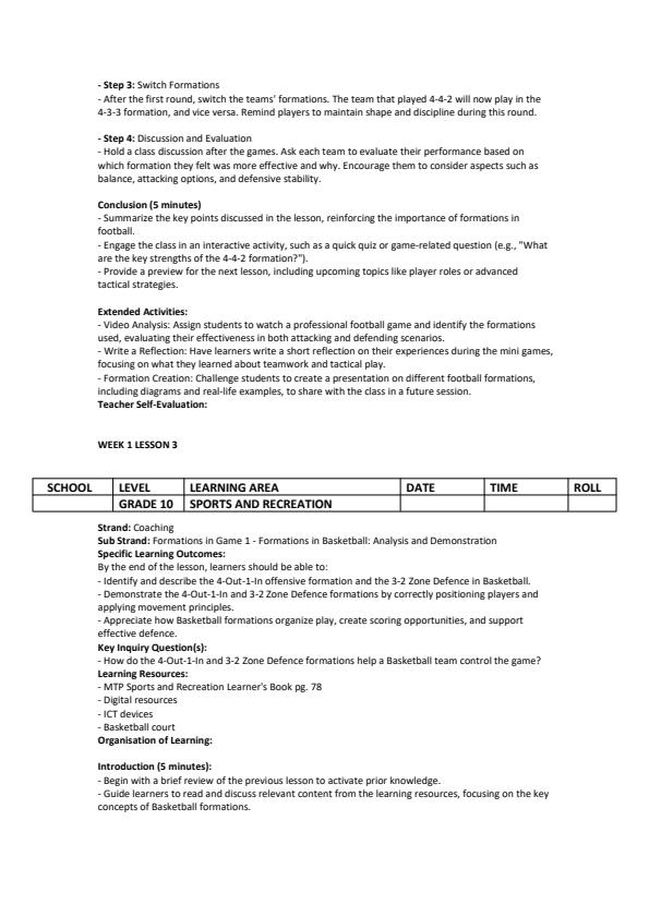 Page 3 – Grade 10 Sports And Recreation Lesson Plans Term 3 - MTP – Kenyaplex