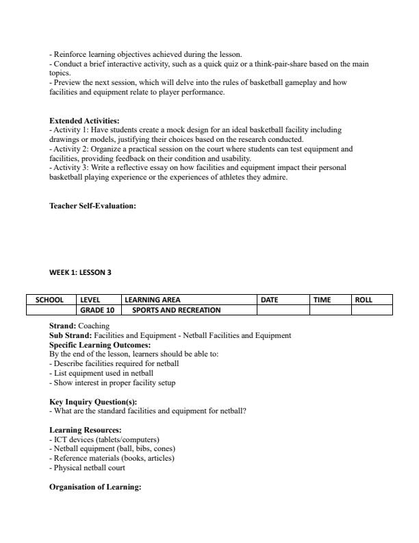Page 4 – Grade 10 Sports and Recreation Lesson Plans Term 2 – Kenyaplex
