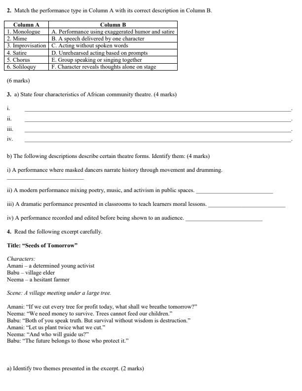 Page 2 – Grade 10 Theatre and Film Technology April 2026 Holiday Assignment – Kenyaplex