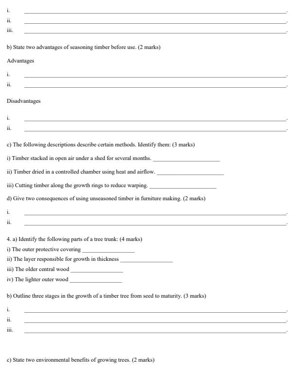 Page 2 – Grade 10 Wood Technology April 2026 Holiday Assignment – Kenyaplex