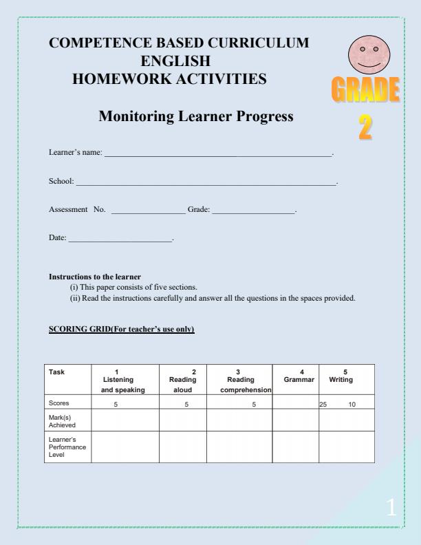 Page 2 – Grade 2 April 2025 Holiday Assignments - Set – Kenyaplex