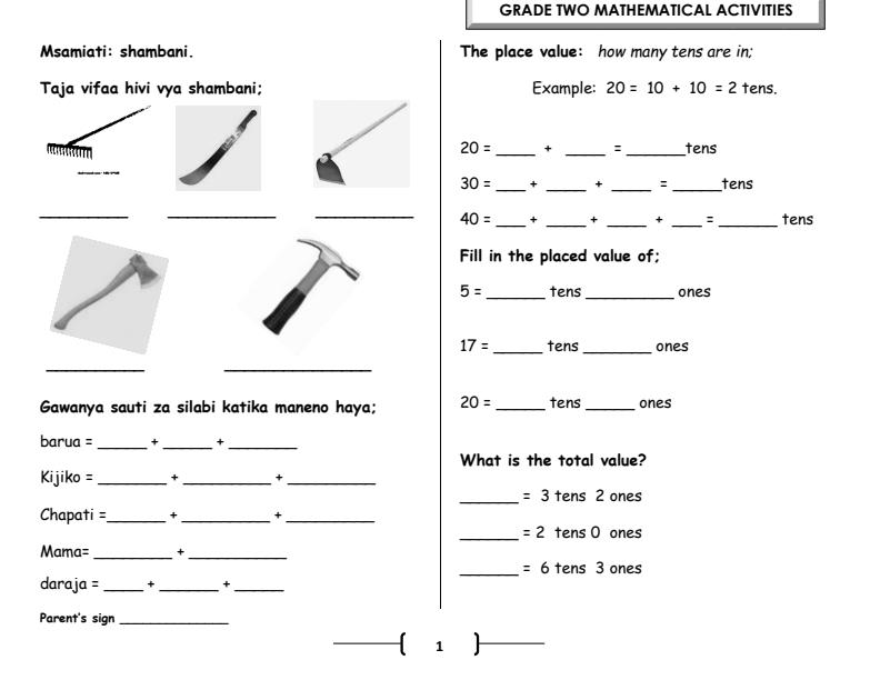 Page 1 – Grade 2 April Holiday Assignments 2024 – Kenyaplex