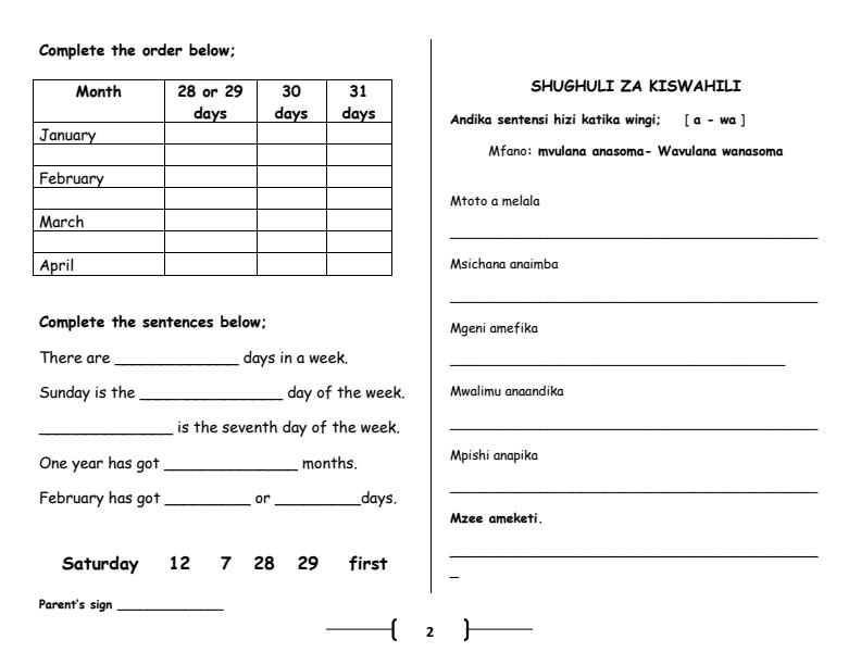 Page 2 – Grade 2 April Holiday Assignments 2024 – Kenyaplex