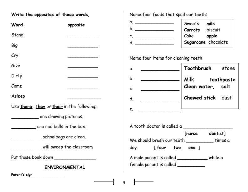Page 4 – Grade 2 April Holiday Assignments 2024 – Kenyaplex