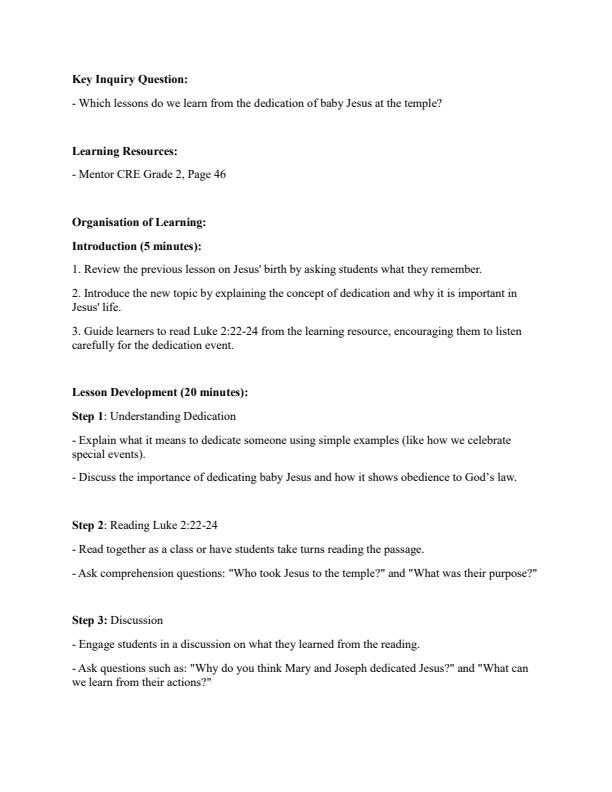 Page 4 – Grade 2 CRE Lesson Plans Term 2 - Mentor – Kenyaplex