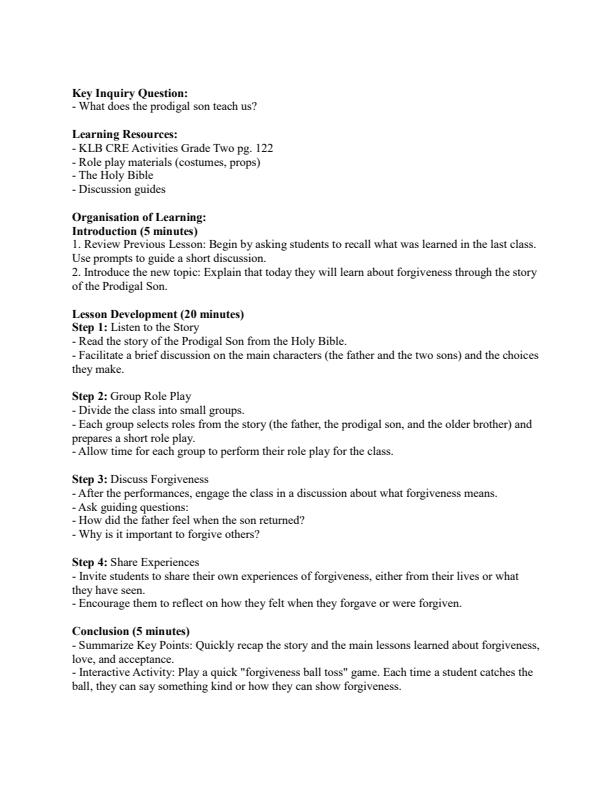 Page 3 – Grade 2 CRE Lesson Plans Term 3 - KLB – Kenyaplex