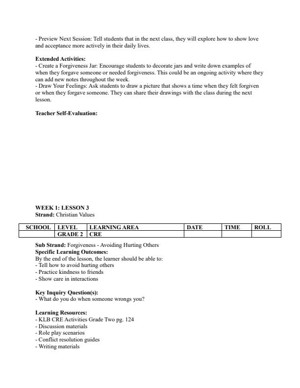 Page 4 – Grade 2 CRE Lesson Plans Term 3 - KLB – Kenyaplex