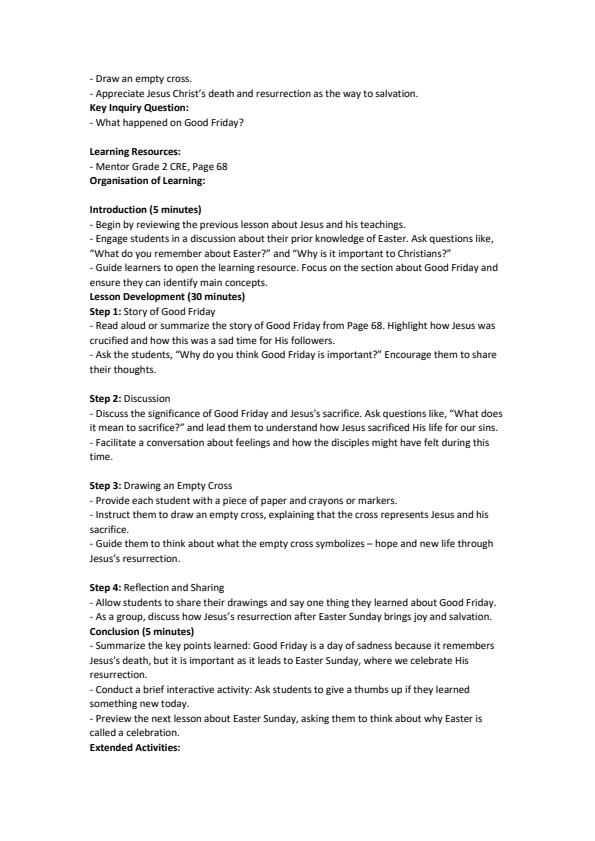 Page 4 – Grade 2 CRE Lesson Plans Term 3 - Mentor – Kenyaplex
