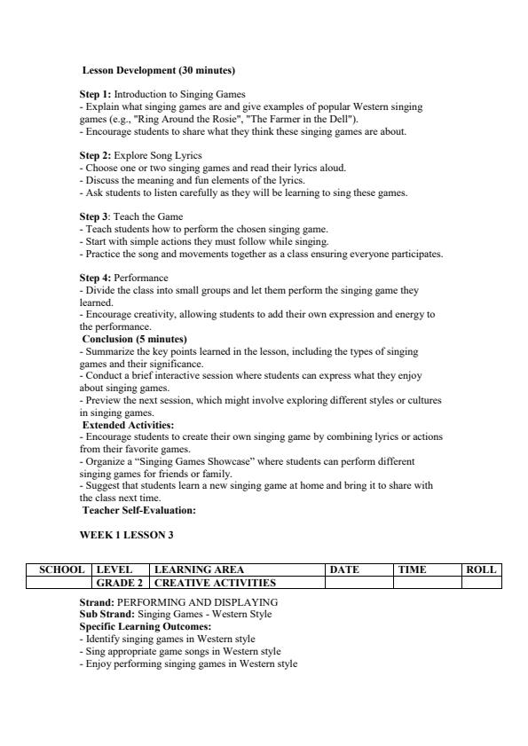 Page 3 – Grade 2 Creative Activities Lesson Plans Term 2 - Mentor – Kenyaplex