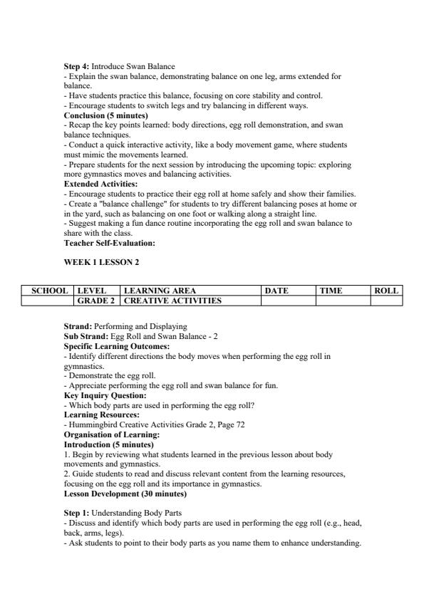 Page 2 – Grade 2 Creative Activities Lesson Plans Term 3 - Hummingbird – Kenyaplex