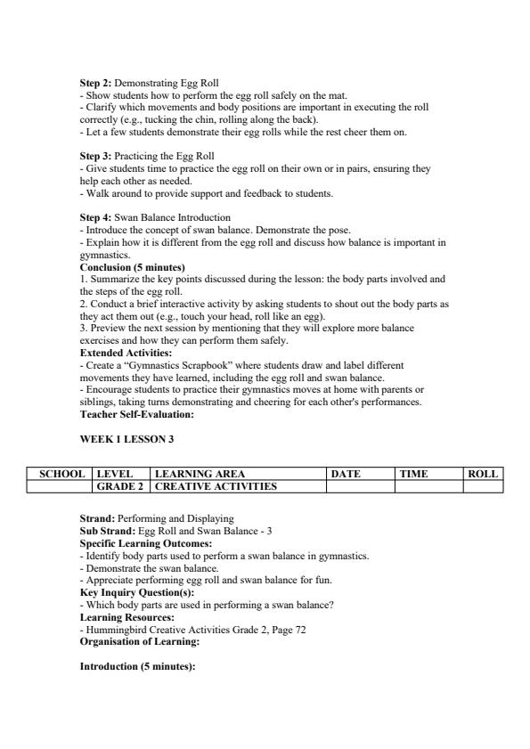 Page 3 – Grade 2 Creative Activities Lesson Plans Term 3 - Hummingbird – Kenyaplex