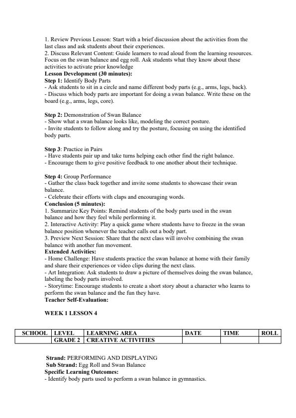 Page 4 – Grade 2 Creative Activities Lesson Plans Term 3 - Hummingbird – Kenyaplex