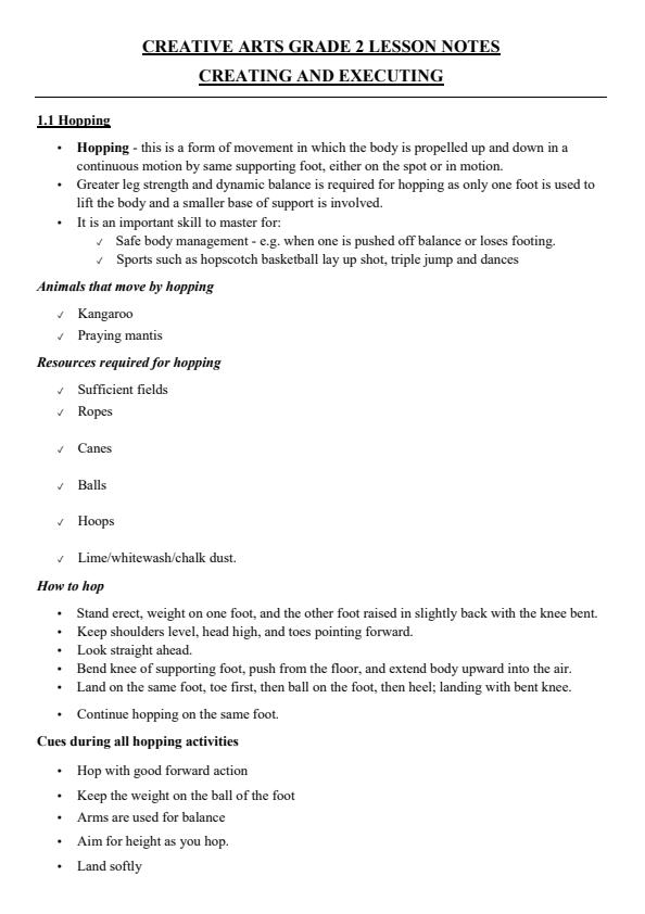 Page 1 – Grade 2 Creative Arts Notes Term 1,  Term 2 and Term 3 – Kenyaplex