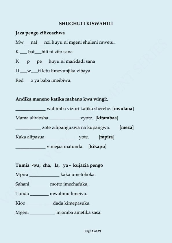 Page 2 – Grade 2 December Holiday Assignments 2023 Set 1 – Kenyaplex