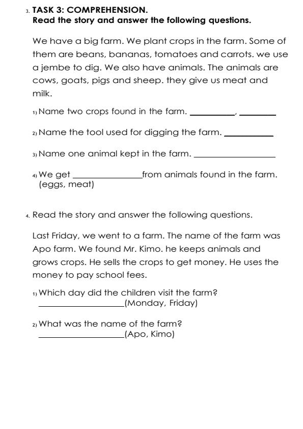 Page 2 – Grade 2 English December 2026 Holiday Assignment – Kenyaplex