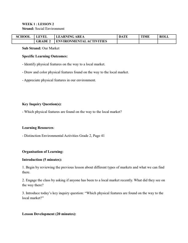 Page 4 – Grade 2 Environmental Activities Lesson Plans Term 2 - Distinction – Kenyaplex