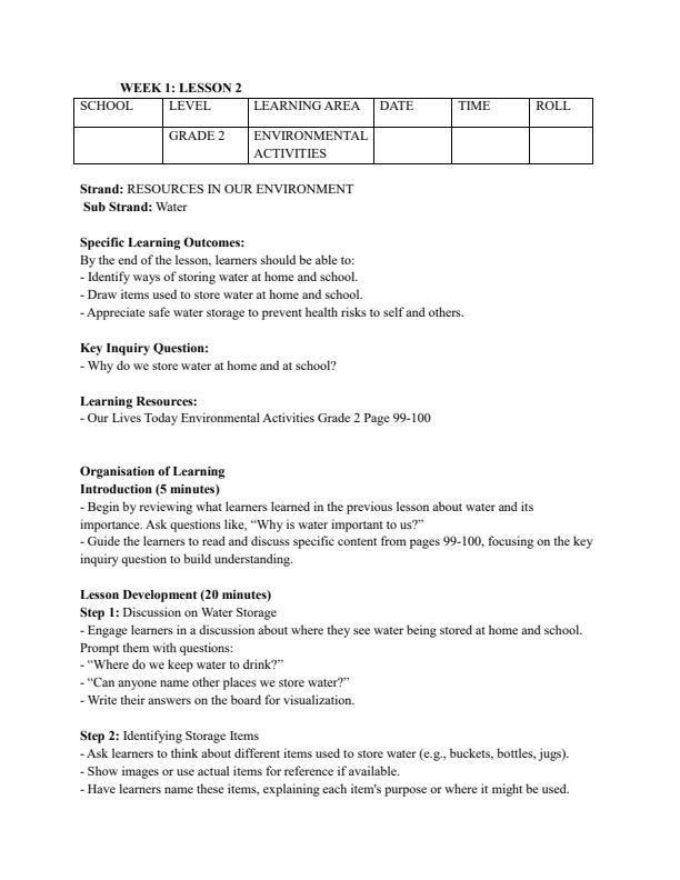 Page 3 – Grade 2 Environmental Activities Lesson Plans Term 3 - Our Lives Today – Kenyaplex