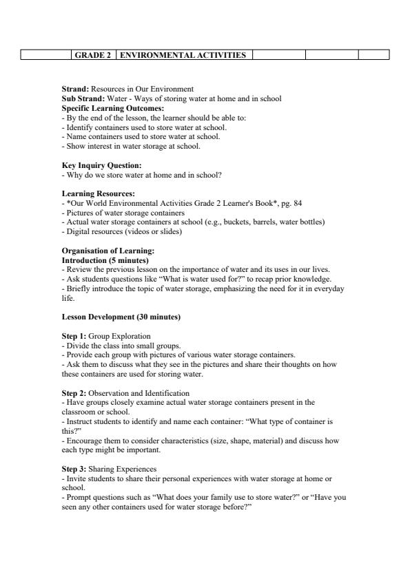 Page 4 – Grade 2 Environmental Activities Lesson Plans Term 3 - Our World – Kenyaplex