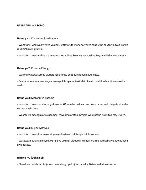 Page 5 – Grade 2 Kiswahili Lesson Plans Term 3 -  KLB Early Grade – Kenyaplex