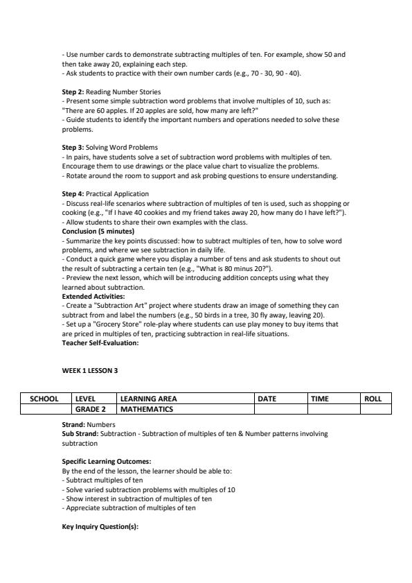 Page 3 – Grade 2 Mathematics Lesson Plans Term 2 - Mentor – Kenyaplex