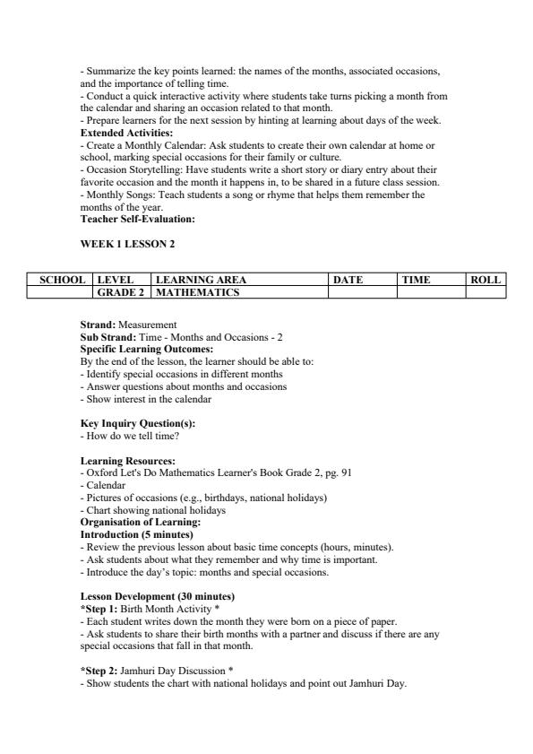 Page 2 – Grade 2 Mathematics Lesson Plans Term 3 - Oxford Let