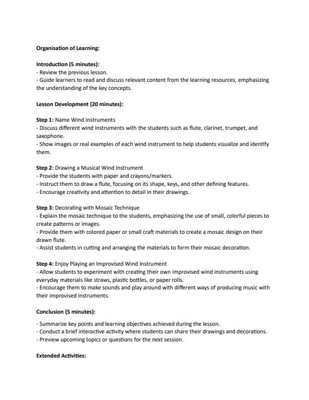 Page 5 – Grade 2 Rationalized Creative Activities Lesson Plans Term 3 – Kenyaplex