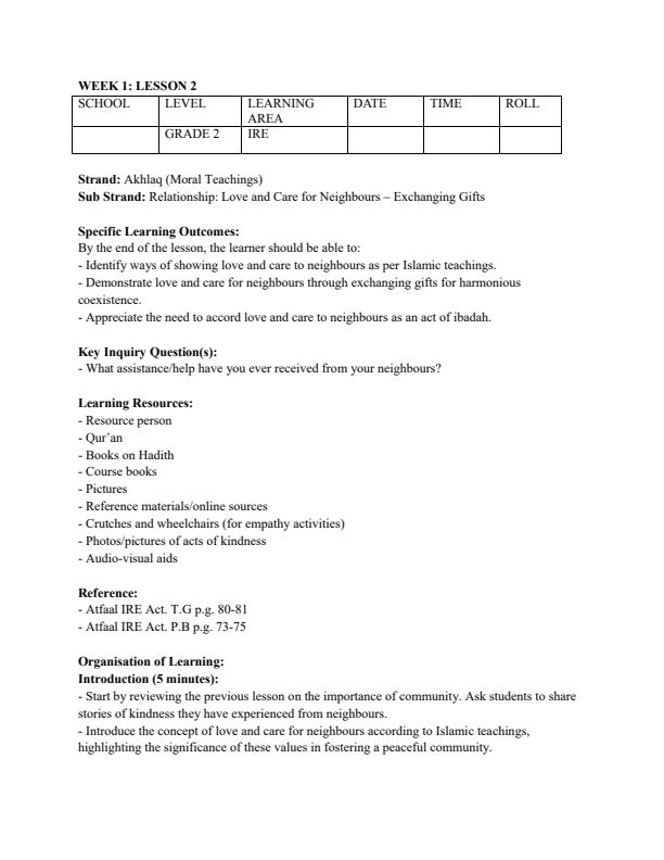 Page 3 – Grade 2 Rationalized IRE Lesson Plans Term 3 - Atfaal – Kenyaplex
