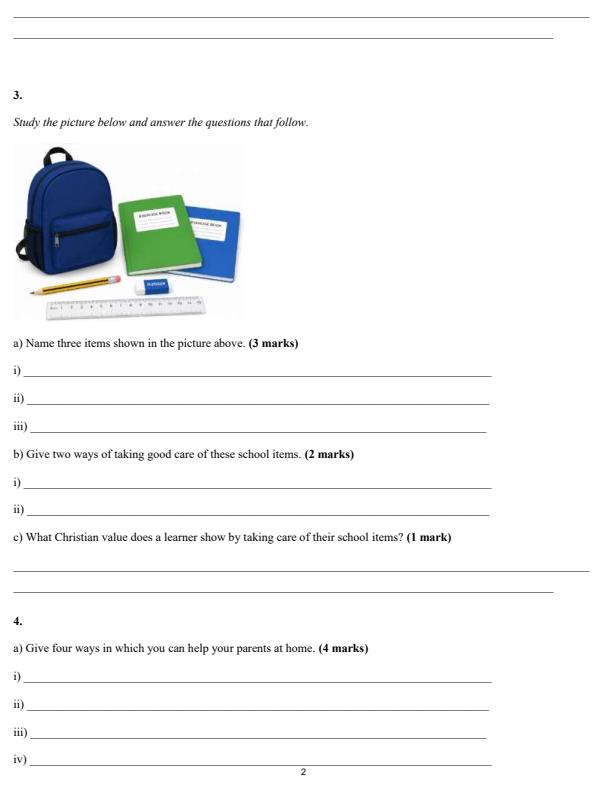 Page 2 – Grade 3 CRE December 2026 Holiday Assignment – Kenyaplex