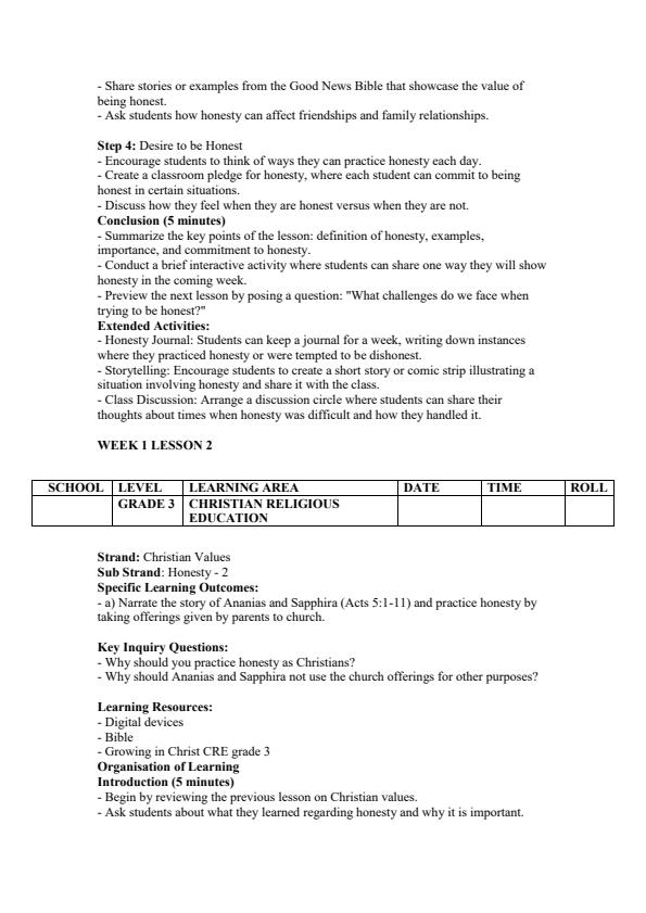 Page 2 – Grade 3 CRE Lesson Plans Term 3 - Growing in Christ – Kenyaplex