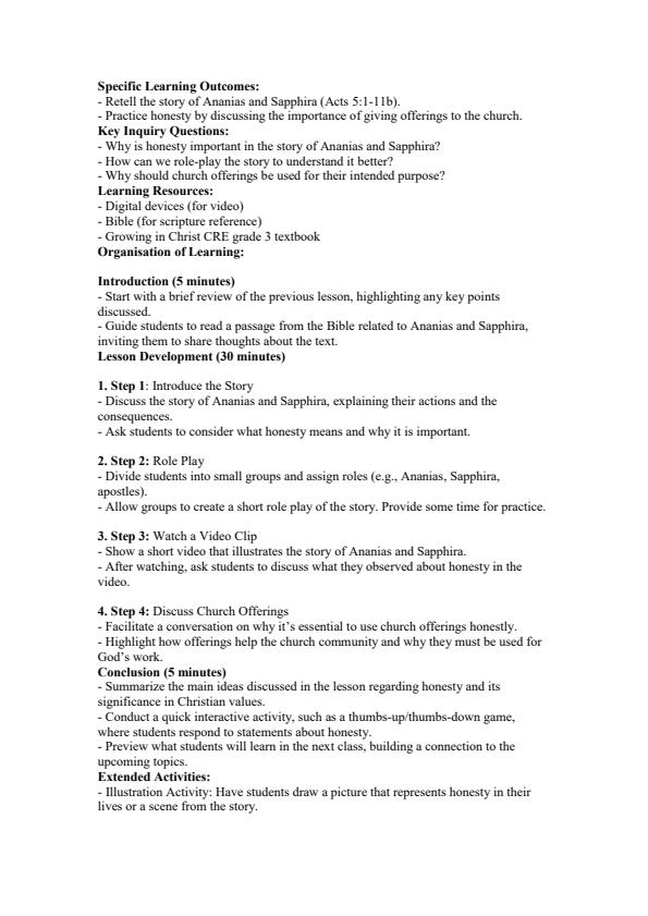 Page 4 – Grade 3 CRE Lesson Plans Term 3 - Growing in Christ – Kenyaplex