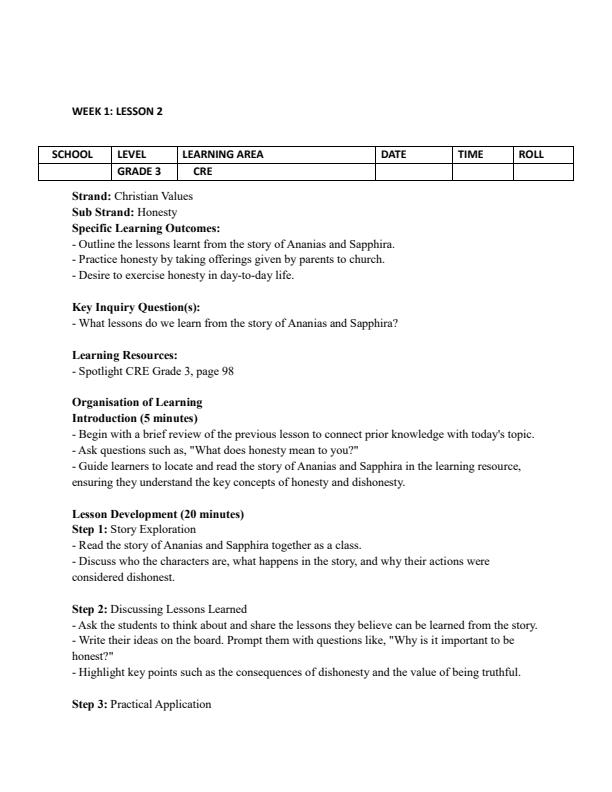 Page 3 – Grade 3 CRE Lesson Plans Term 3 - Spotlight – Kenyaplex
