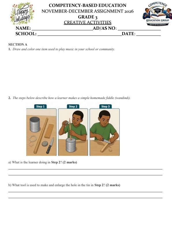 Page 2 – Grade 3 December 2026 Holiday Assignment - Full Set – Kenyaplex