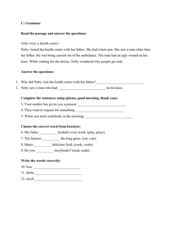 Page 2 – Grade 3 English Activities April 2026 Holiday Assignment – Kenyaplex