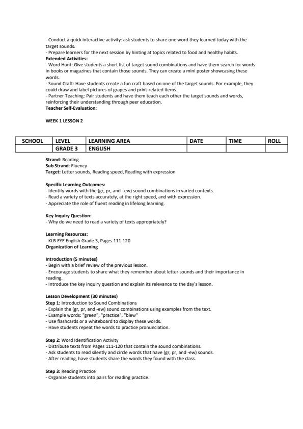 Page 2 – Grade 3 English Lesson Plans Term 3 - KLB Eye – Kenyaplex