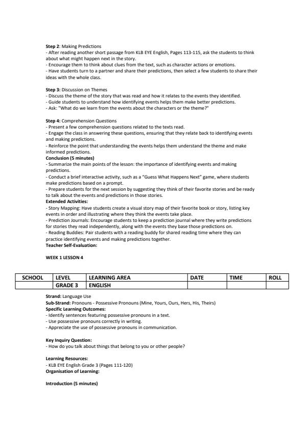 Page 4 – Grade 3 English Lesson Plans Term 3 - KLB Eye – Kenyaplex