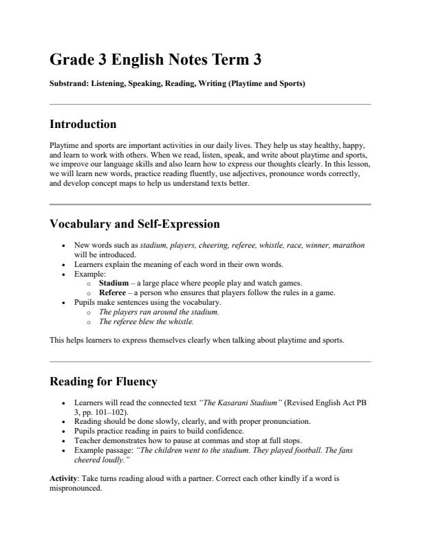 Page 1 – Grade 3 English Notes Term 3 – Kenyaplex