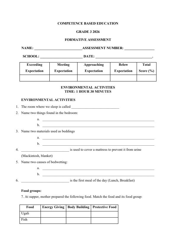 Page 1 – Grade 3 Environmental Activities April 2026 Holiday Assignment – Kenyaplex