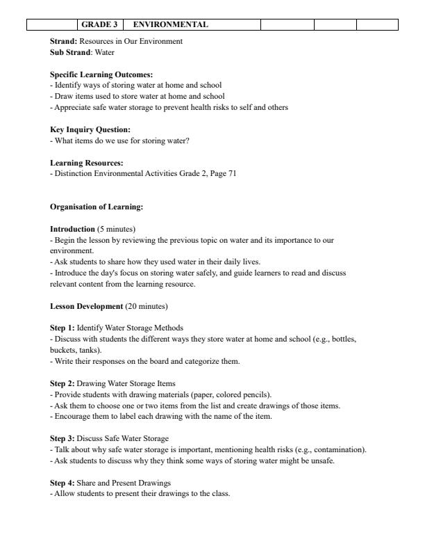 Page 3 – Grade 3 Environmental Activities Lesson Plans Term 3 - Distinction – Kenyaplex