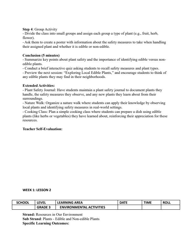 Page 2 – Grade 3 Environmental Activities Lesson Plans Term 3 - MTP – Kenyaplex