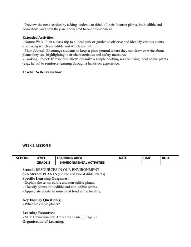 Page 4 – Grade 3 Environmental Activities Lesson Plans Term 3 - MTP – Kenyaplex
